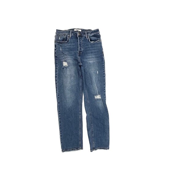 Forever 21 Straight Leg Button Fly Distressed Women's size 28 Blue Denim jeans - Picture 1 of 4